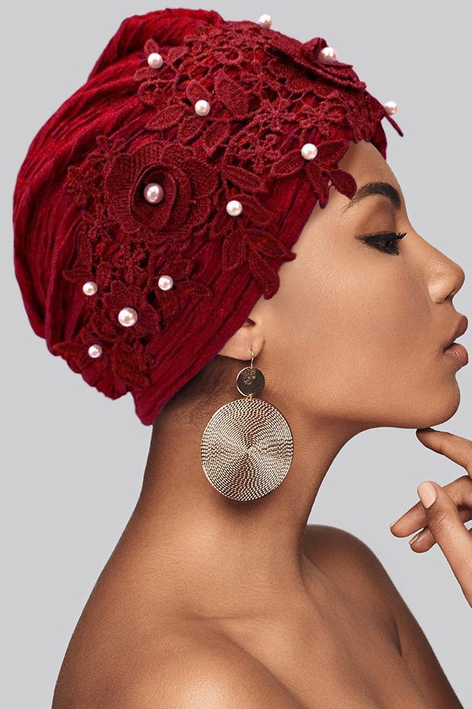 Floral lace embellished Turban Hair Wrap